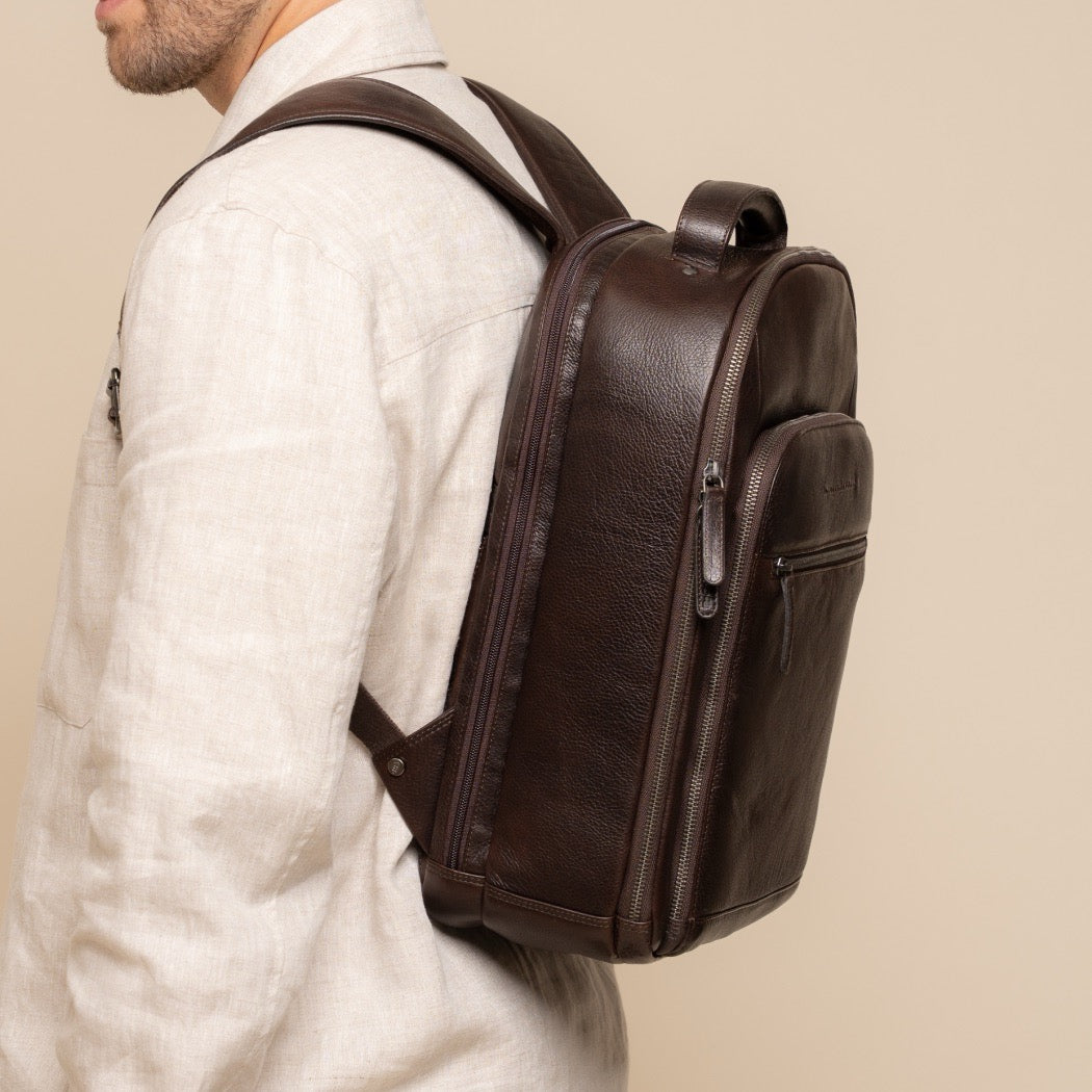 Leder Laptoprucksack Braun Serenzo
