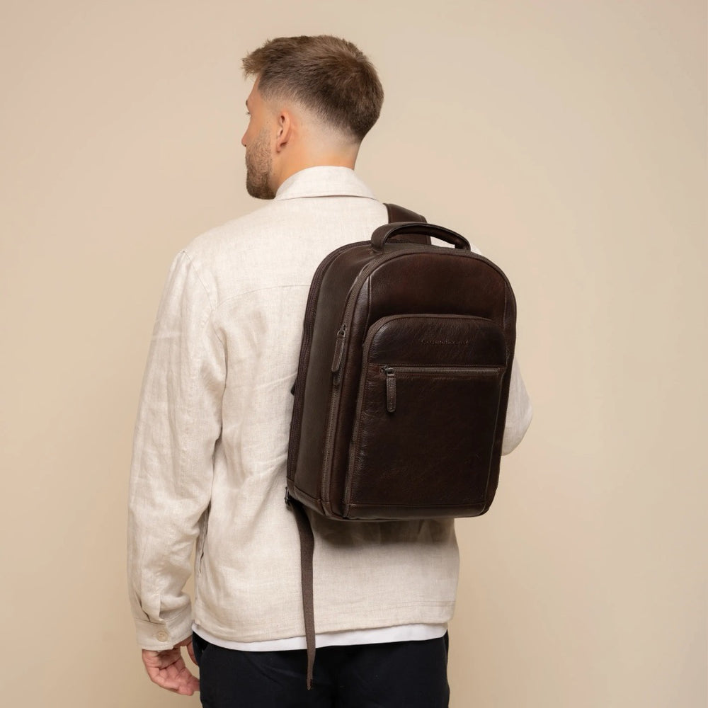 Leder Laptoprucksack Braun Serenzo