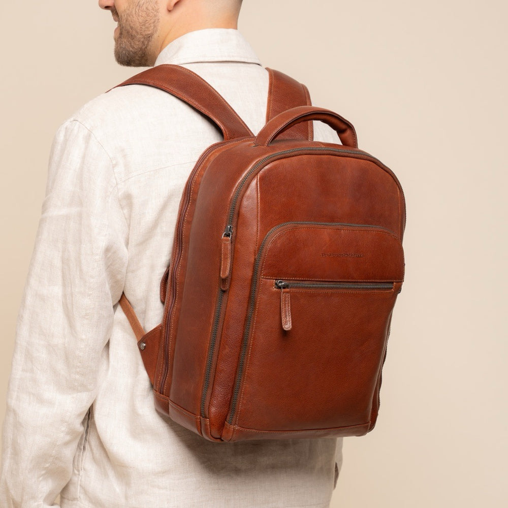 Leder Laptoprucksack Cognac Serenzo