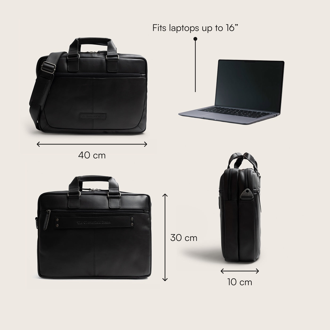 Leren Laptoptas Zwart Seth