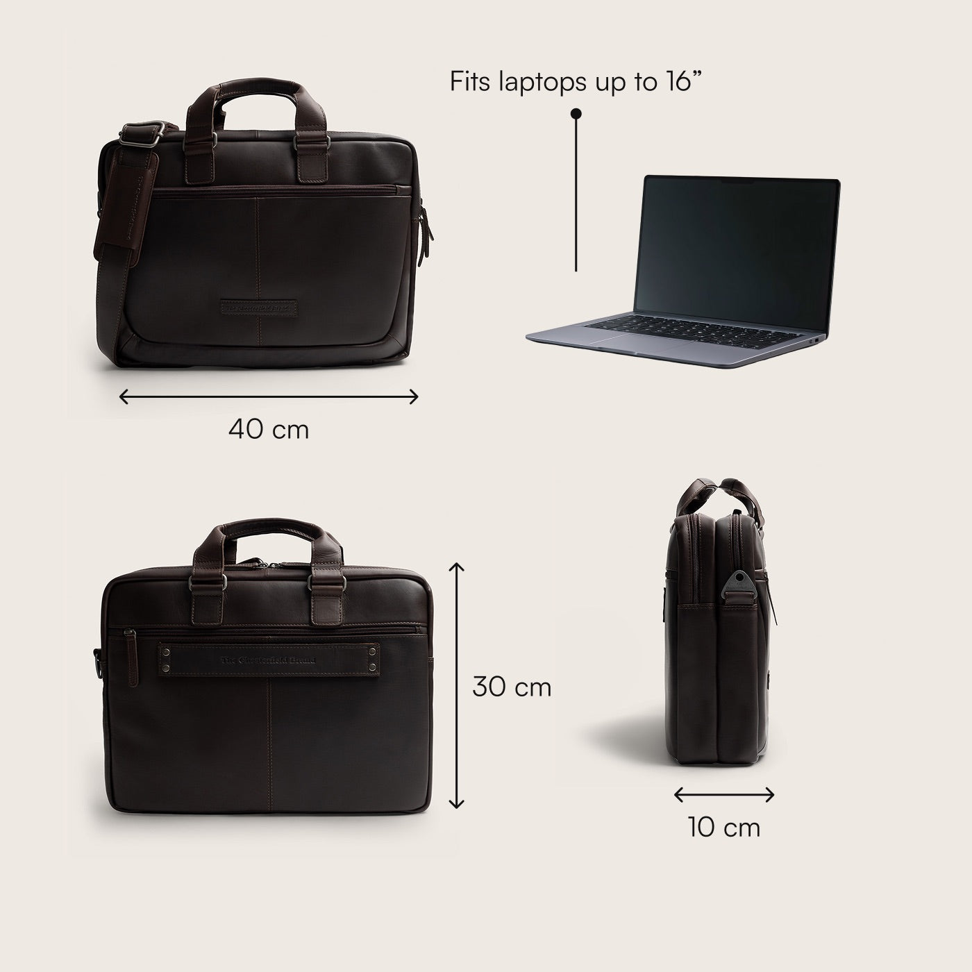 Leather Laptop Bag Brown Seth