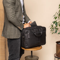 Leather Laptop Bag Black Seth
