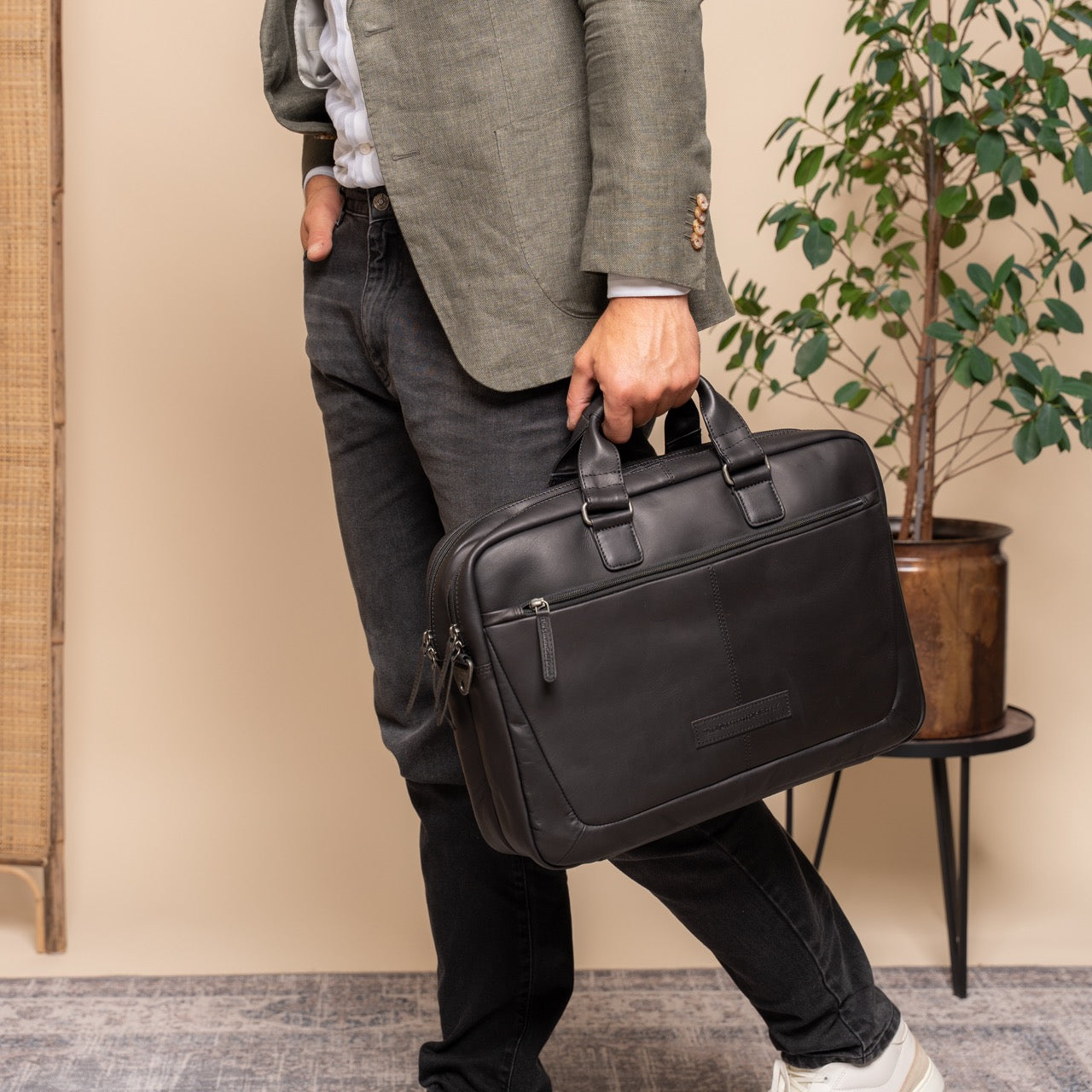 Leather Laptop Bag Black Seth - Main Image