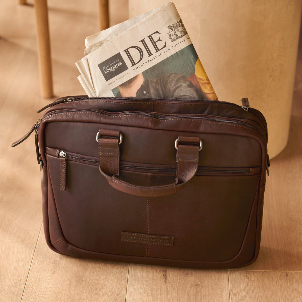 Leather Laptop Bag Brown Seth