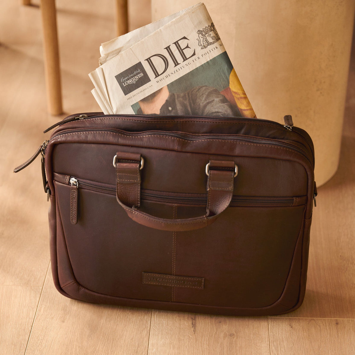 Leather Laptop Bag Brown Seth