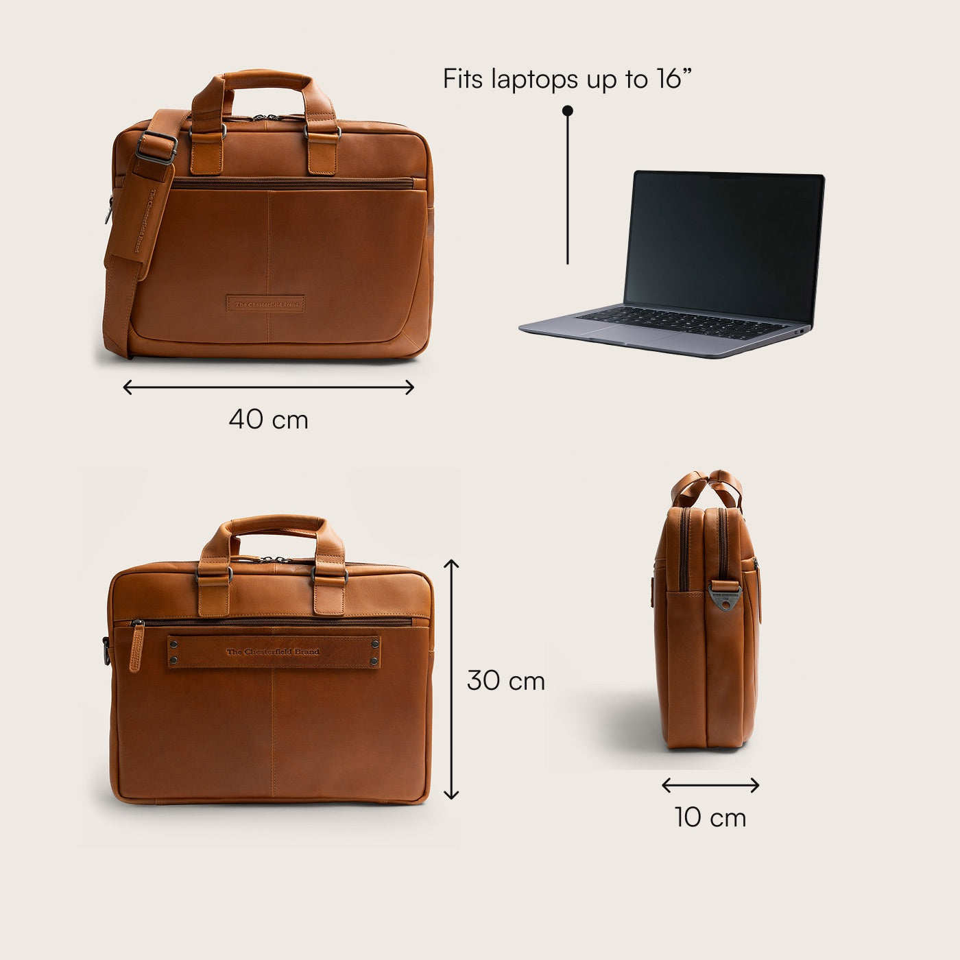 Leren Laptoptas Cognac Seth