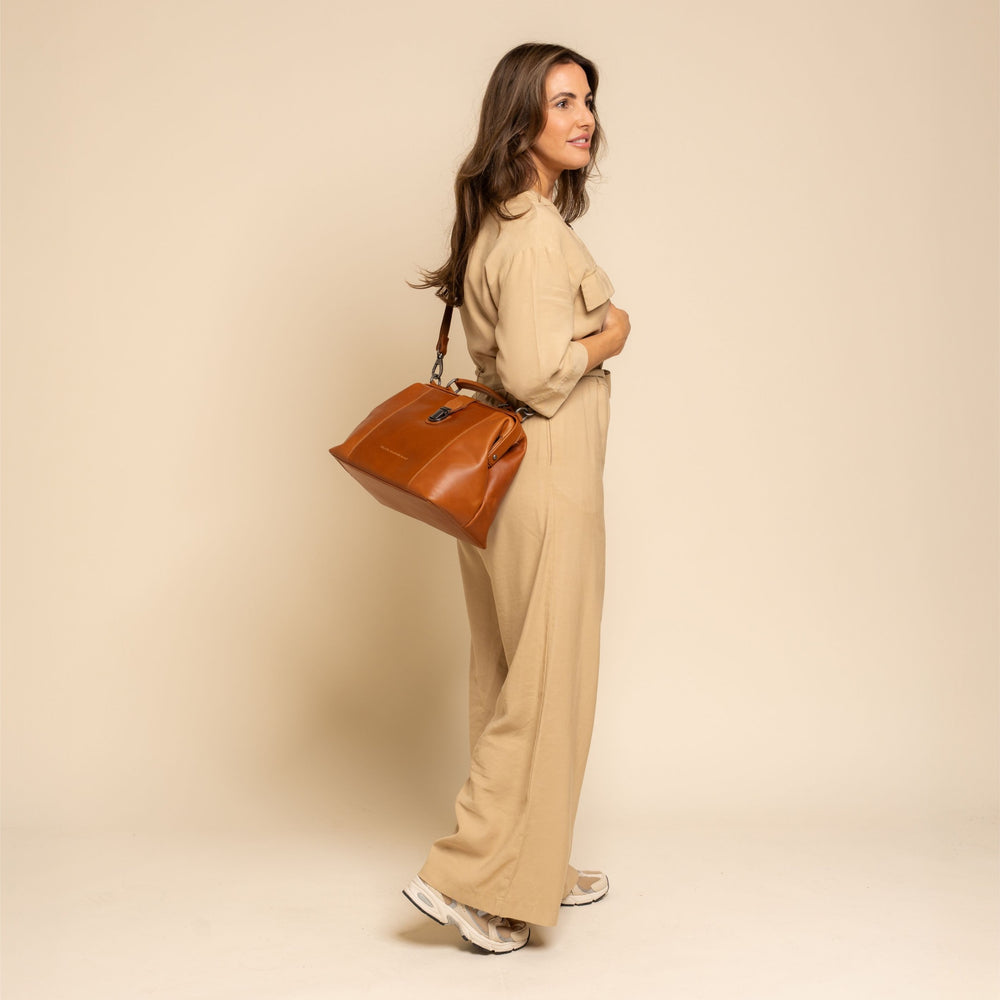Leder Handtasche Cognac Shaun