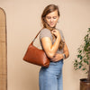 Leather Shoulder Bag Cognac Skara