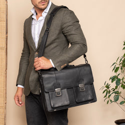 Leather Briefcase Black Springfield