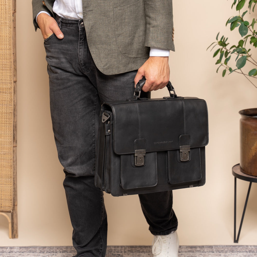Leather Briefcase Black Springfield