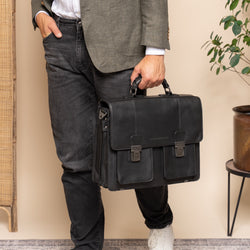 Leather Briefcase Black Springfield