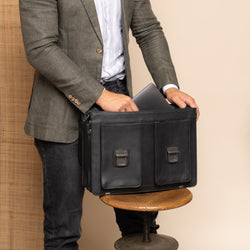 Leather Briefcase Black Springfield