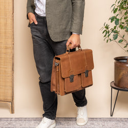 Leather Briefcase Cognac Springfield