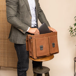 Leather Briefcase Cognac Springfield