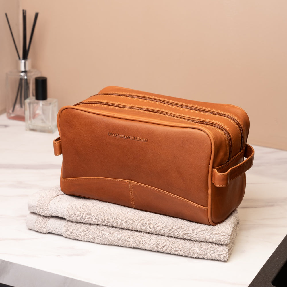 Leather Toiletry Bag Cognac Stacey