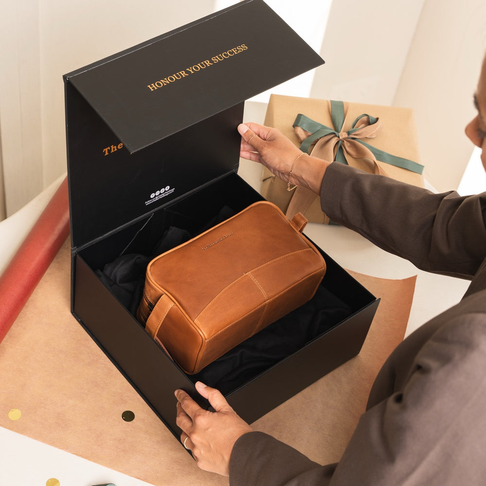 Leather Toiletry Bag Cognac Stacey