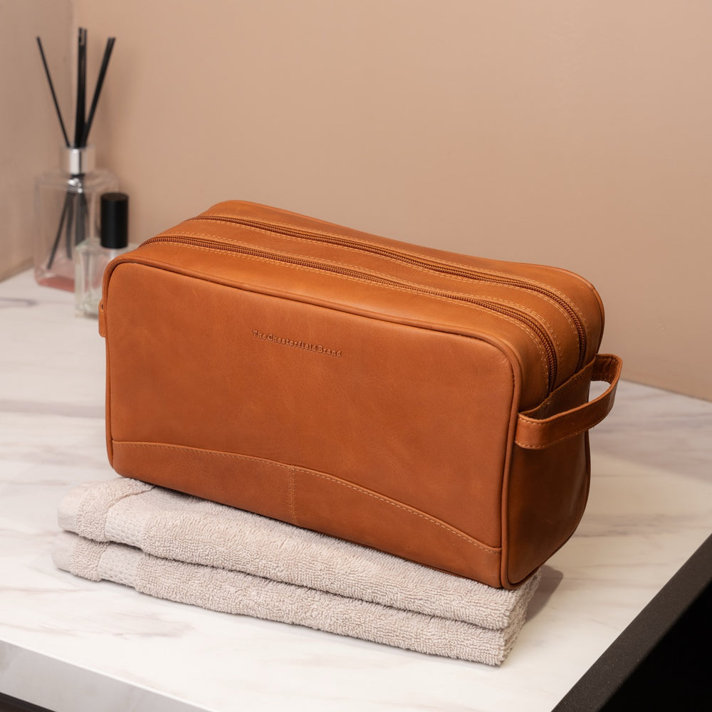 Leather Toiletry Bag Cognac Stefan