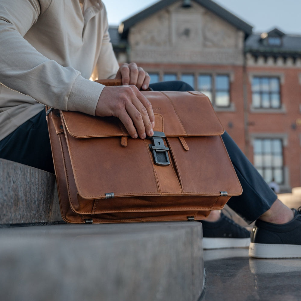 Leather Briefcase Cognac Stuttgart