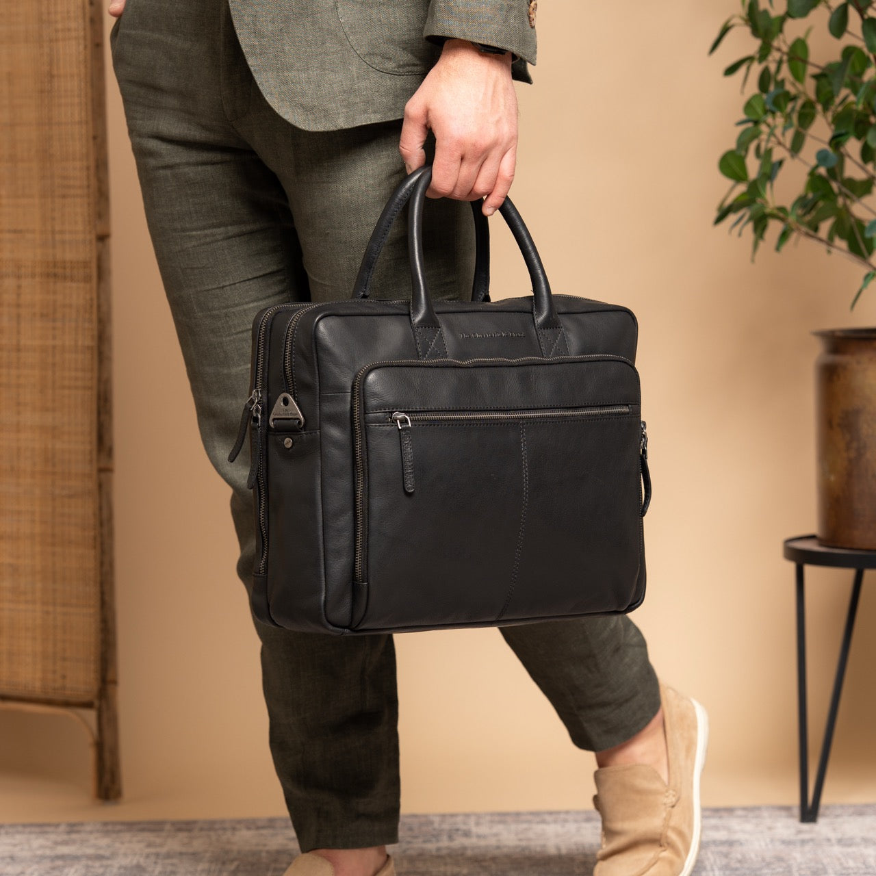 Leren Laptop Bag Zwart Tacama