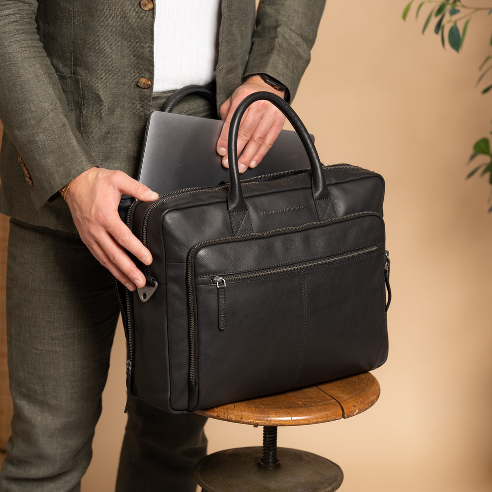 Leather Laptop Bag Black Tacama