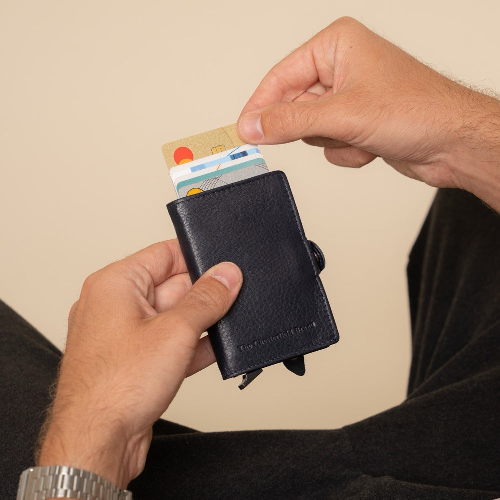 Leather Card Holder Navy Taliah