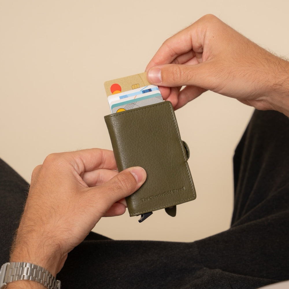 Leather Card Holder Olive Green Taliah