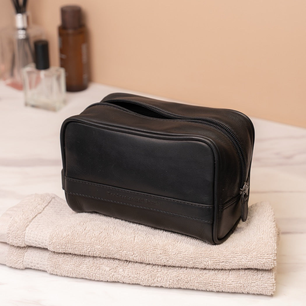 Leder Kulturtasche Schwarz Tavira