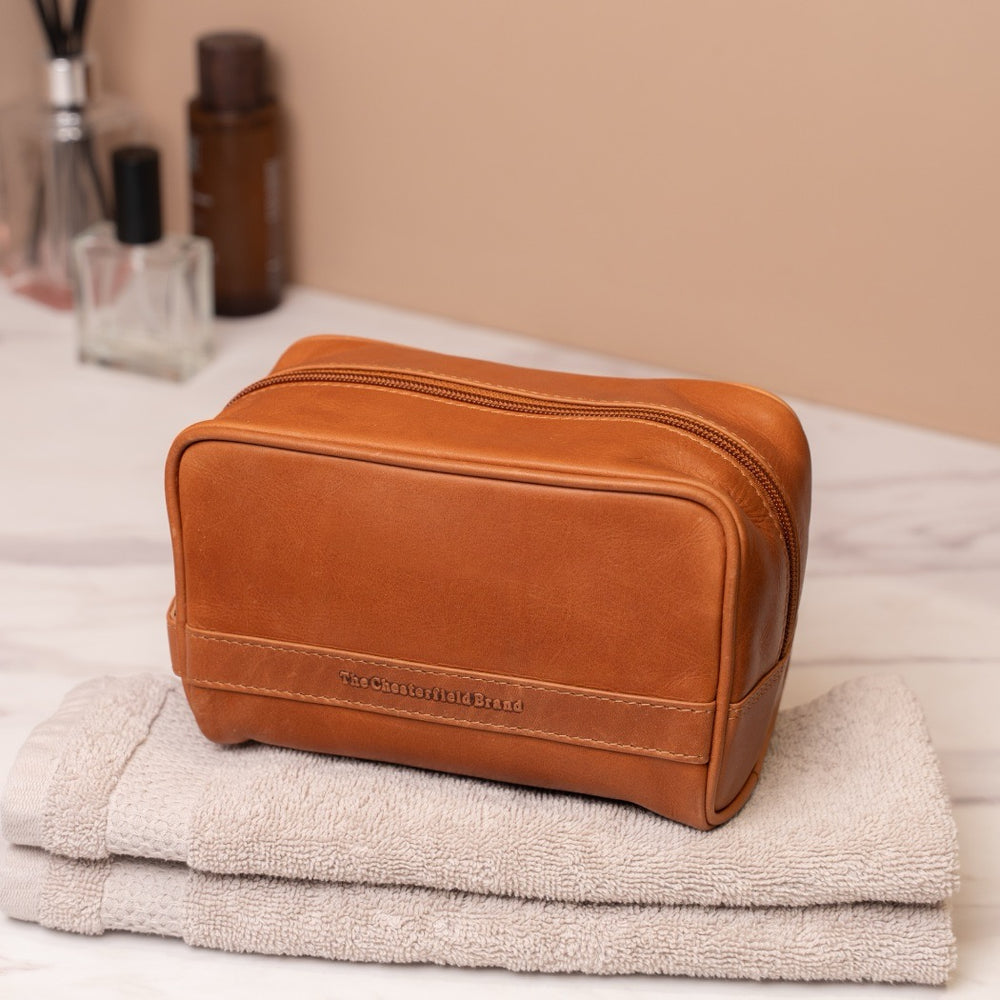 Trousse de Toilette en Cuir Cognac Tavira