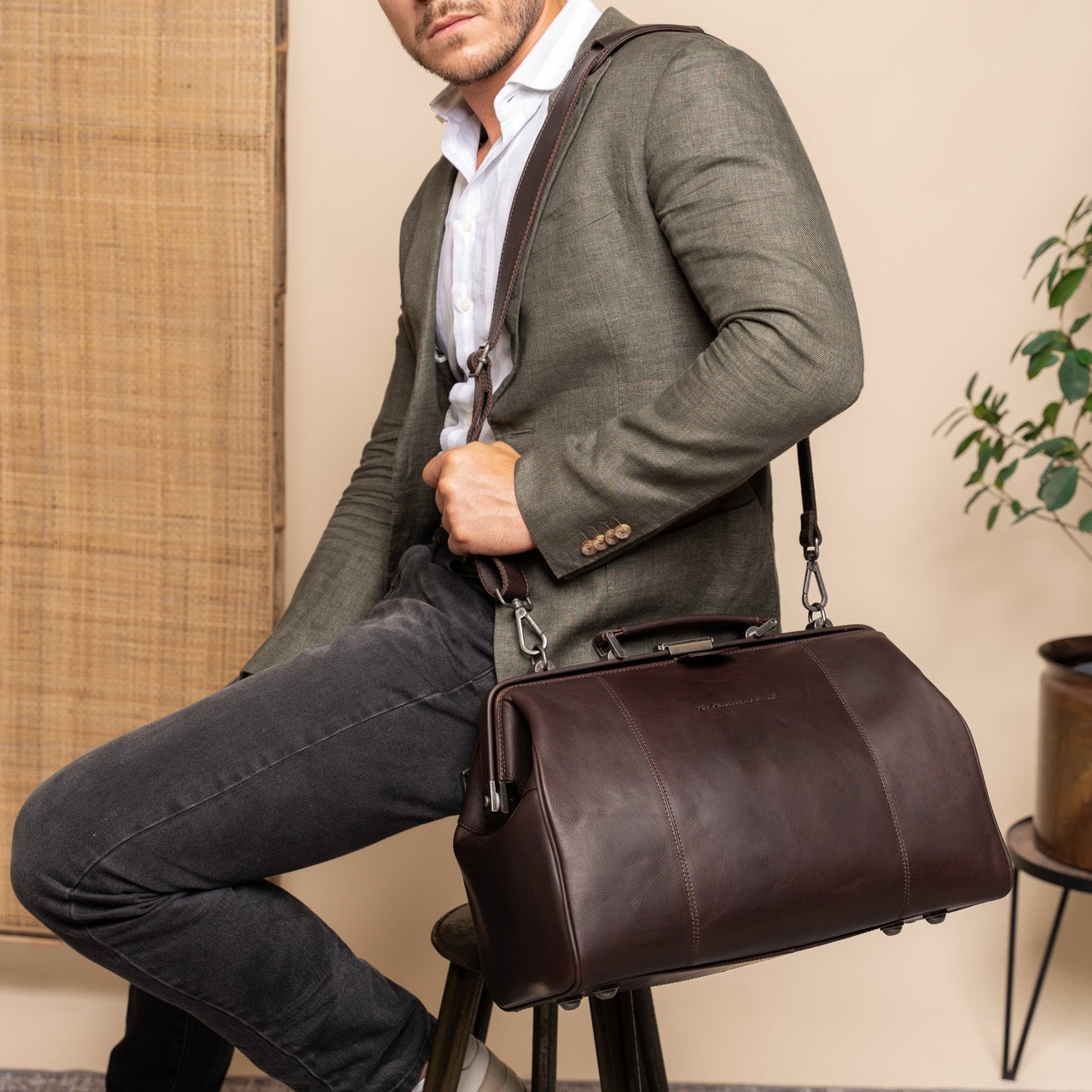 Leather Travel Bag Brown Texel