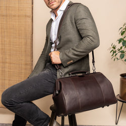Leather Travel Bag Brown Texel