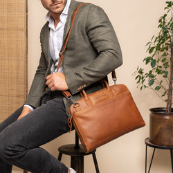 Leather Laptop Bag Cognac Tilbury