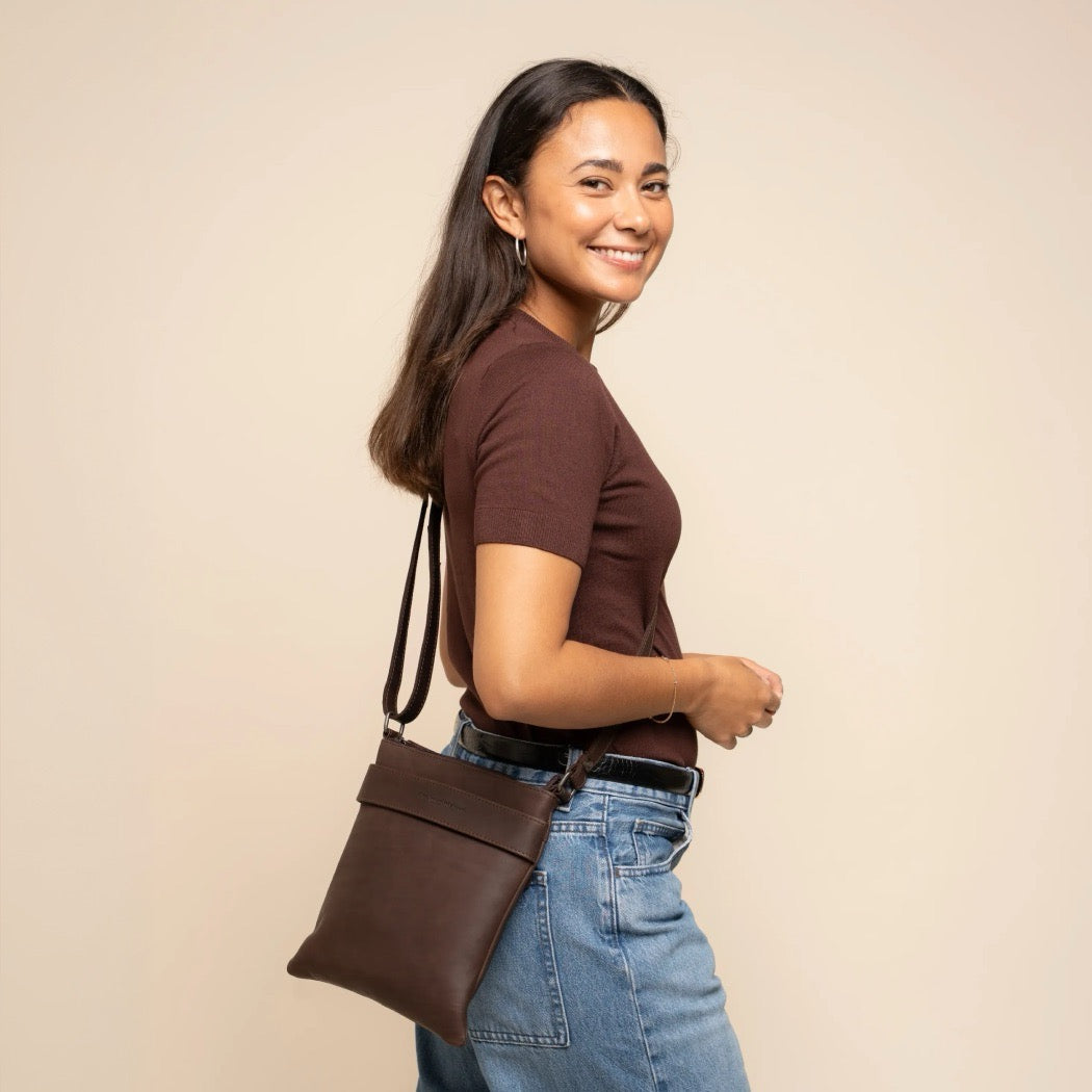 Sac Bandoulière en Cuir Marron Trenton