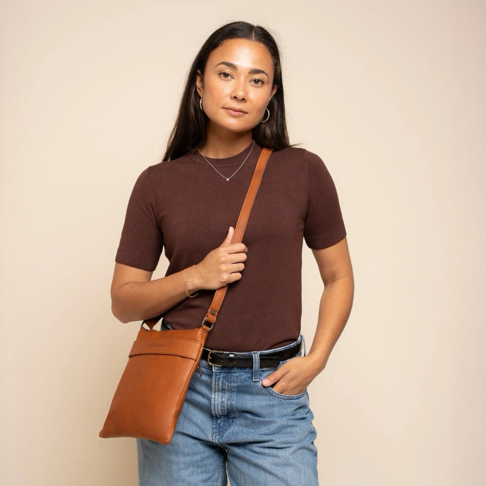 Sac Bandoulière en Cuir Cognac Trenton