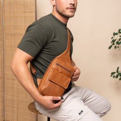Leather Sling Bag Cognac Turelle