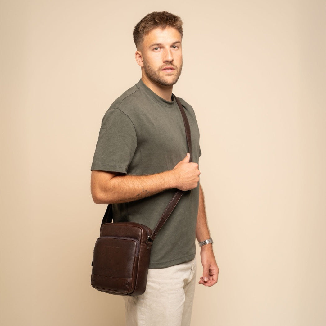 Sac Bandoulière en Cuir Marron Valtorio