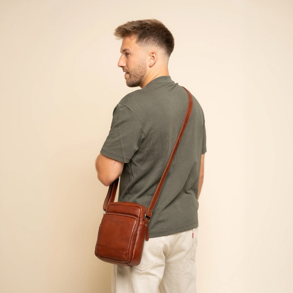 Sac Bandoulière en Cuir Cognac Valtorio
