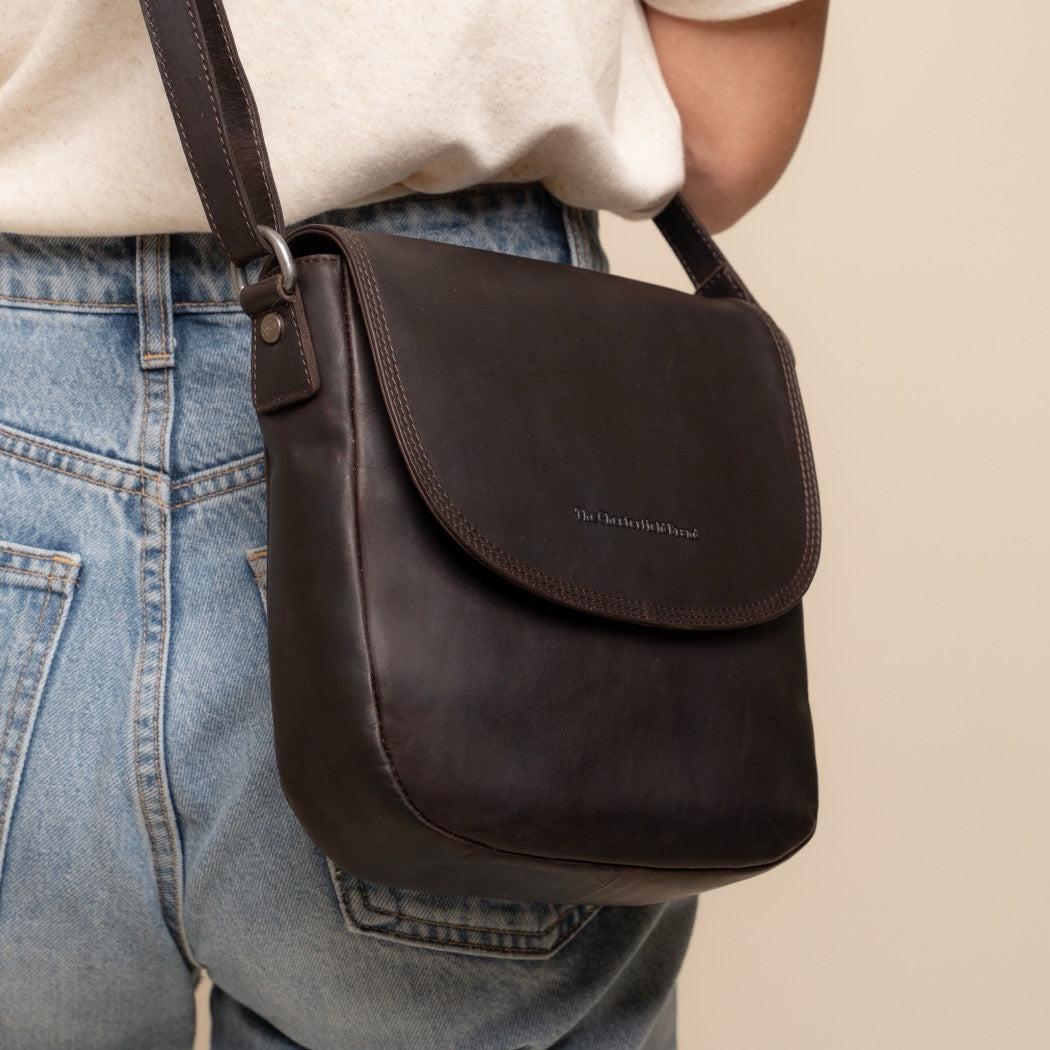 Sac Bandoulière en Cuir Marron Vayana
