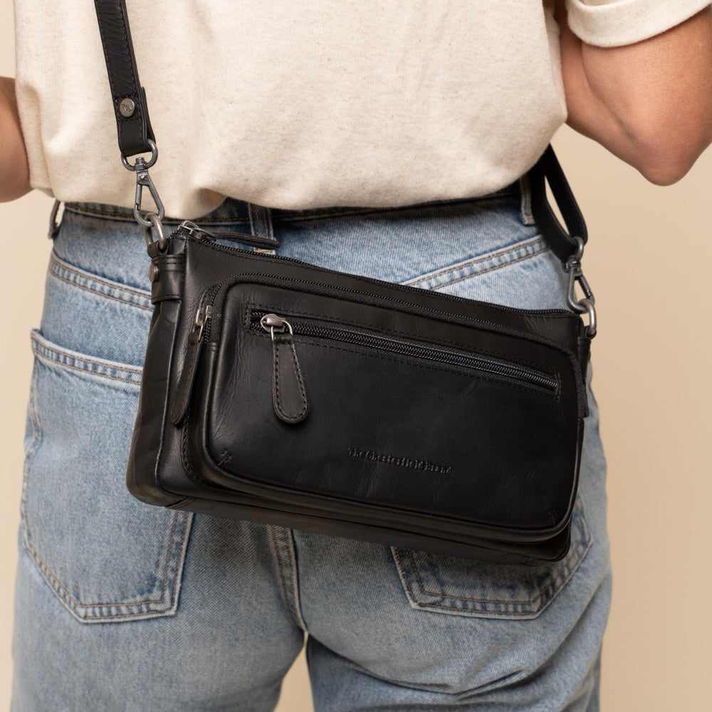 Sac Bandoulière en Cuir Noir Vayenne