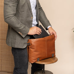 Leder Laptoptasche Cognac Veneto