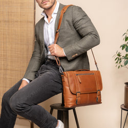 Leder Laptoptasche Cognac Veneto