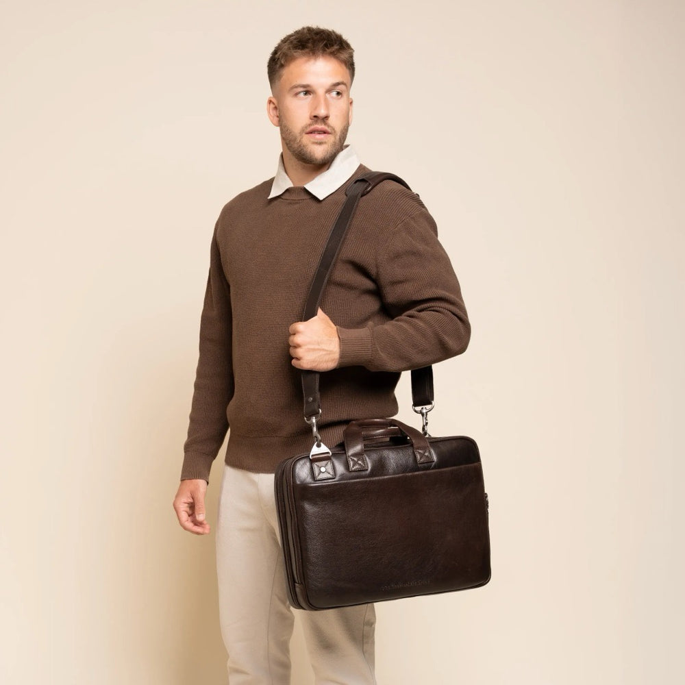 Sacoche Ordinateur en Cuir Marron Venturo