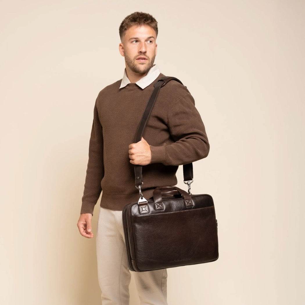 Sacoche Ordinateur en Cuir Marron Venturo