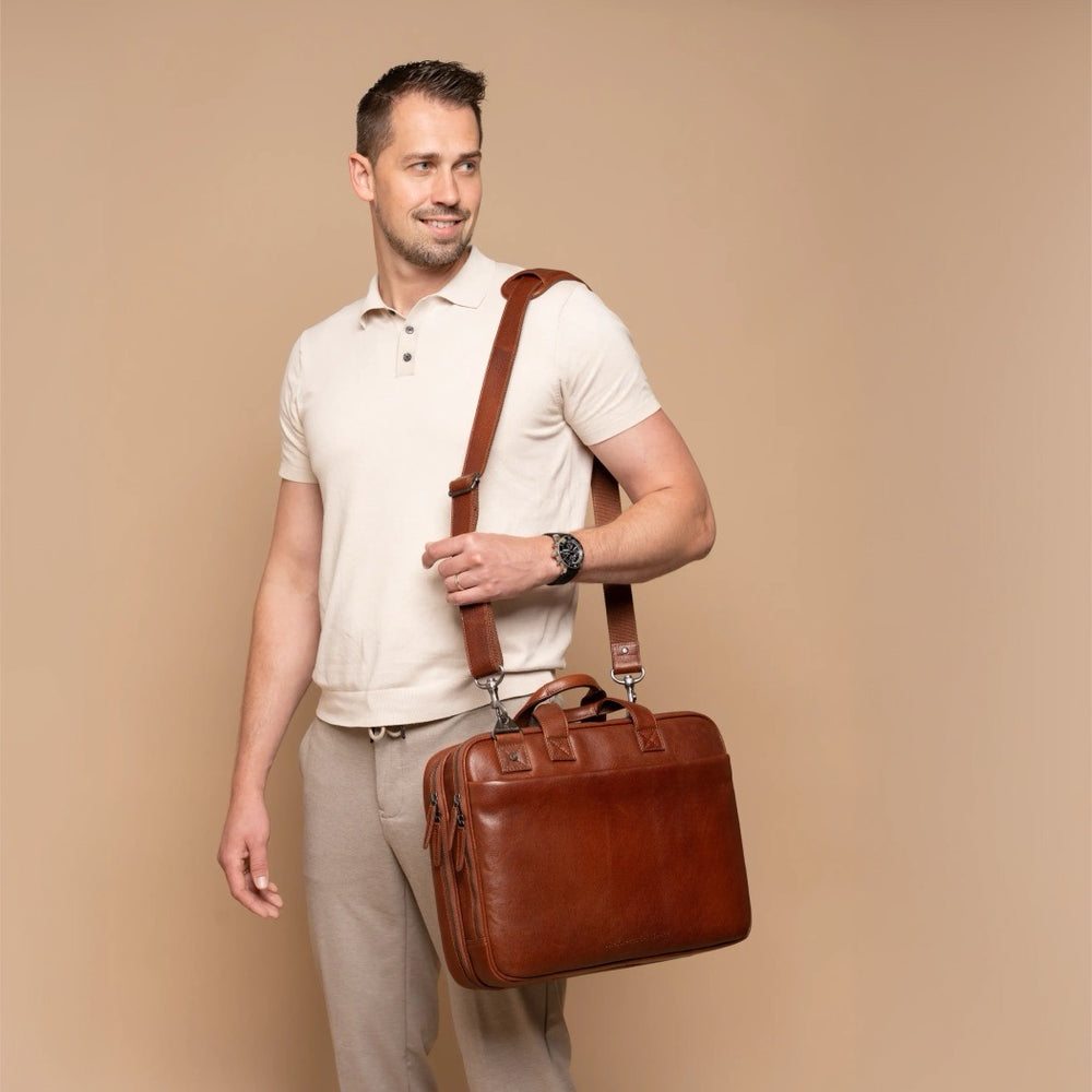 Sacoche Ordinateur en Cuir Cognac Venturo