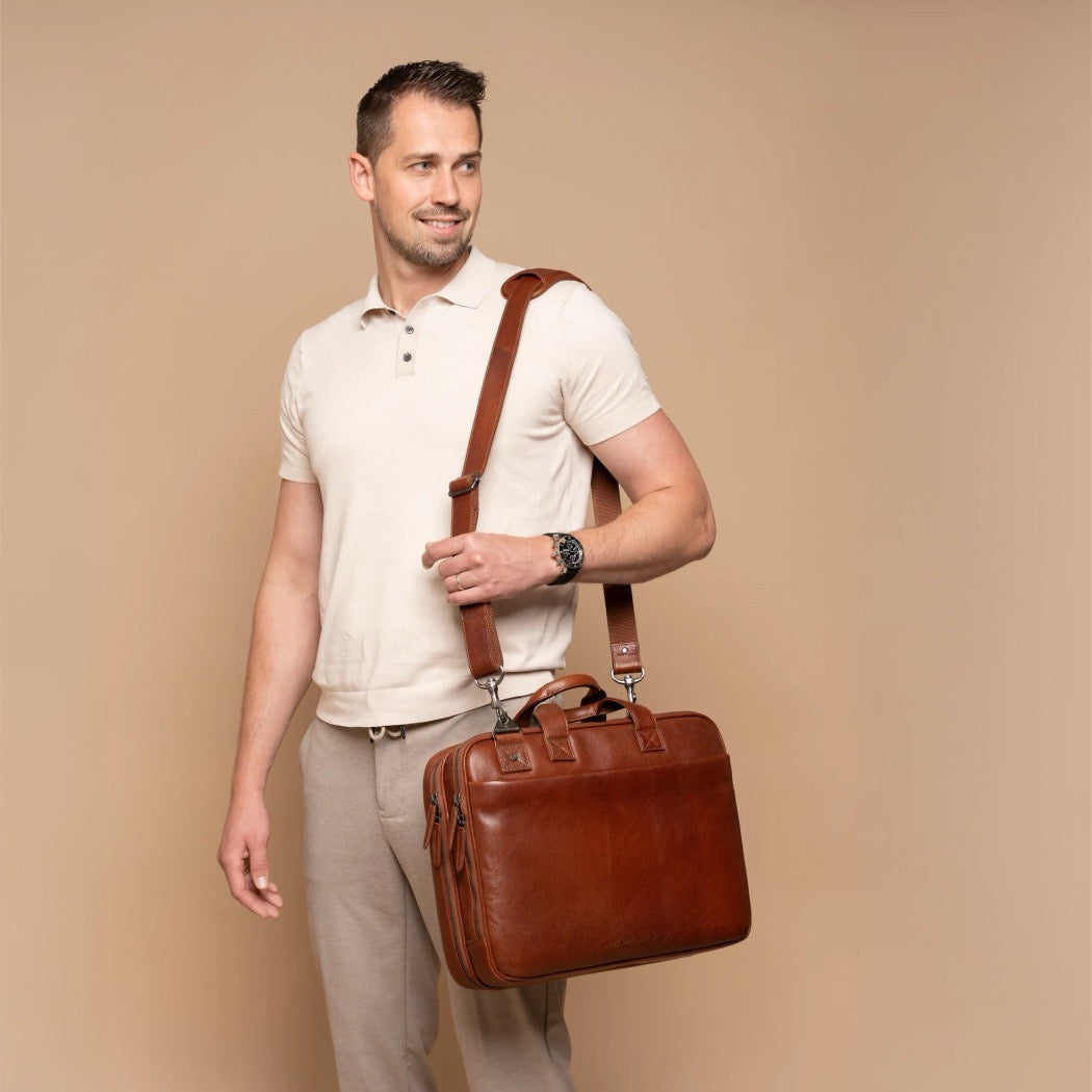 Sacoche Ordinateur en Cuir Cognac Venturo