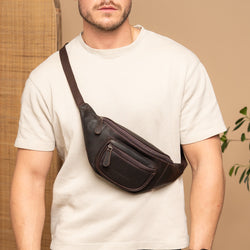 Sac Banane en Cuir Marron Vernio