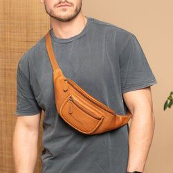 Sac Banane en Cuir Cognac Vernio