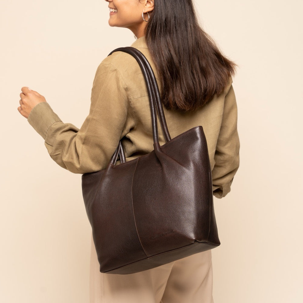 Sac Cabas en Cuir Marron Vespera