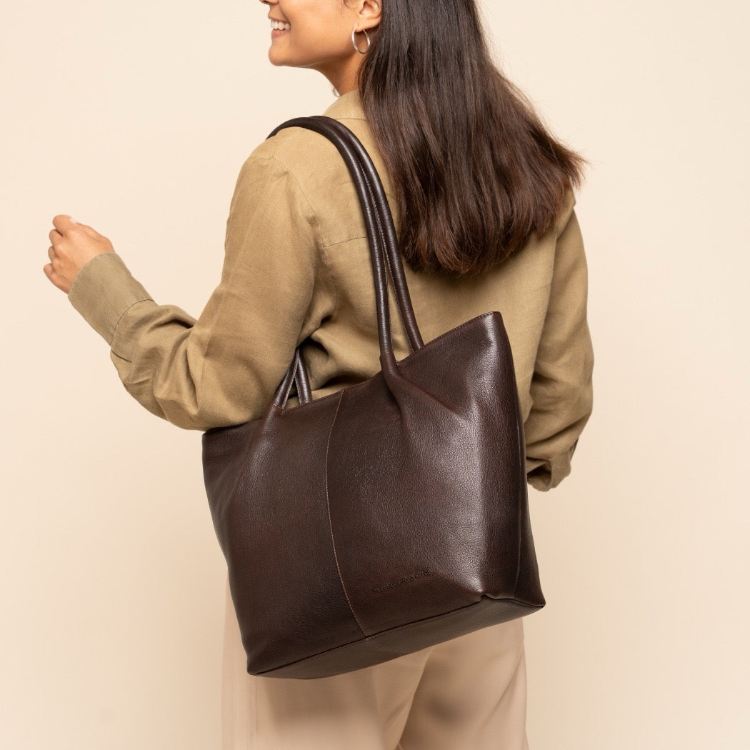 Sac Cabas en Cuir Marron Vespera