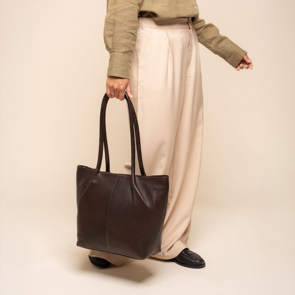 Sac Cabas en Cuir Marron Vespera
