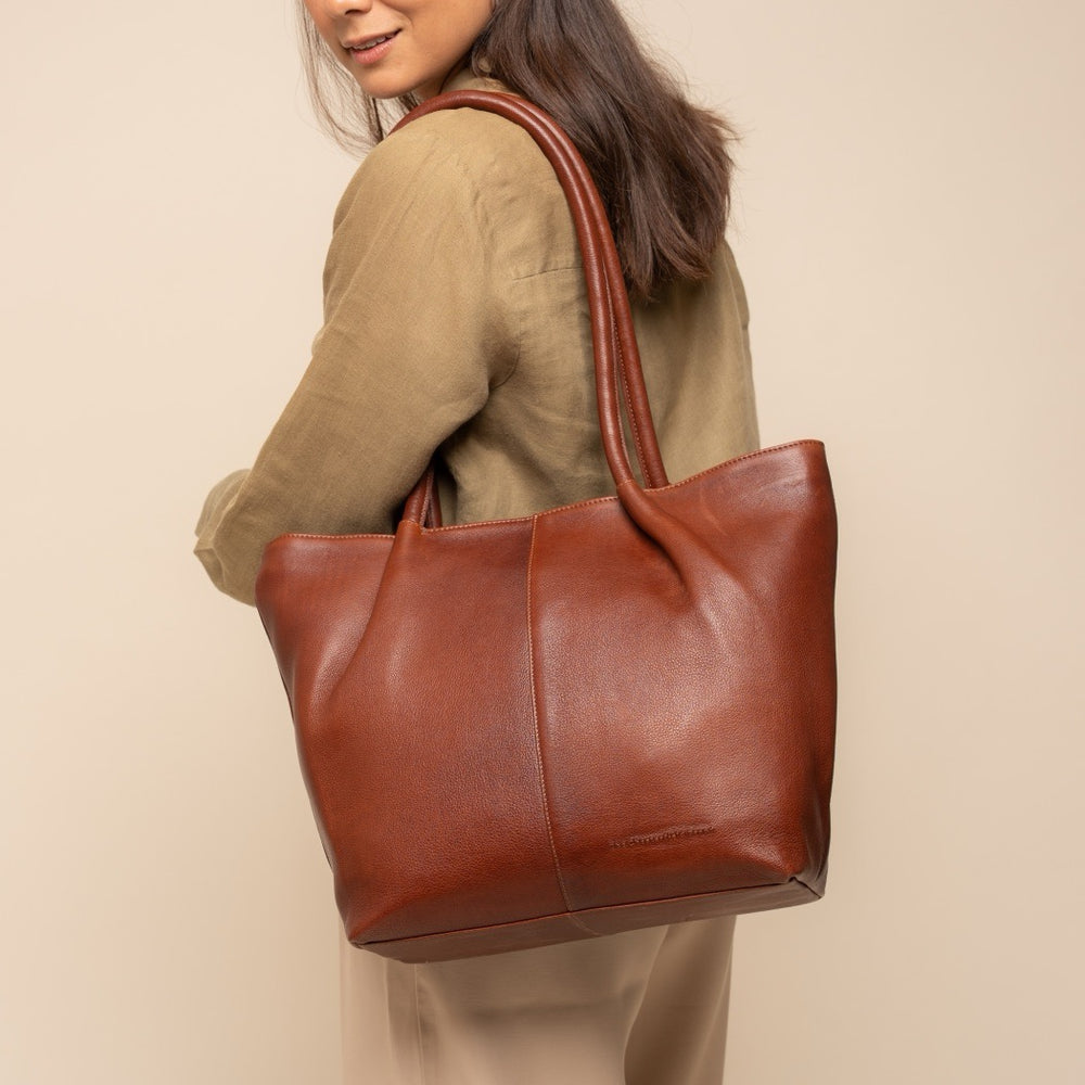 Sac Cabas en Cuir Cognac Vespera